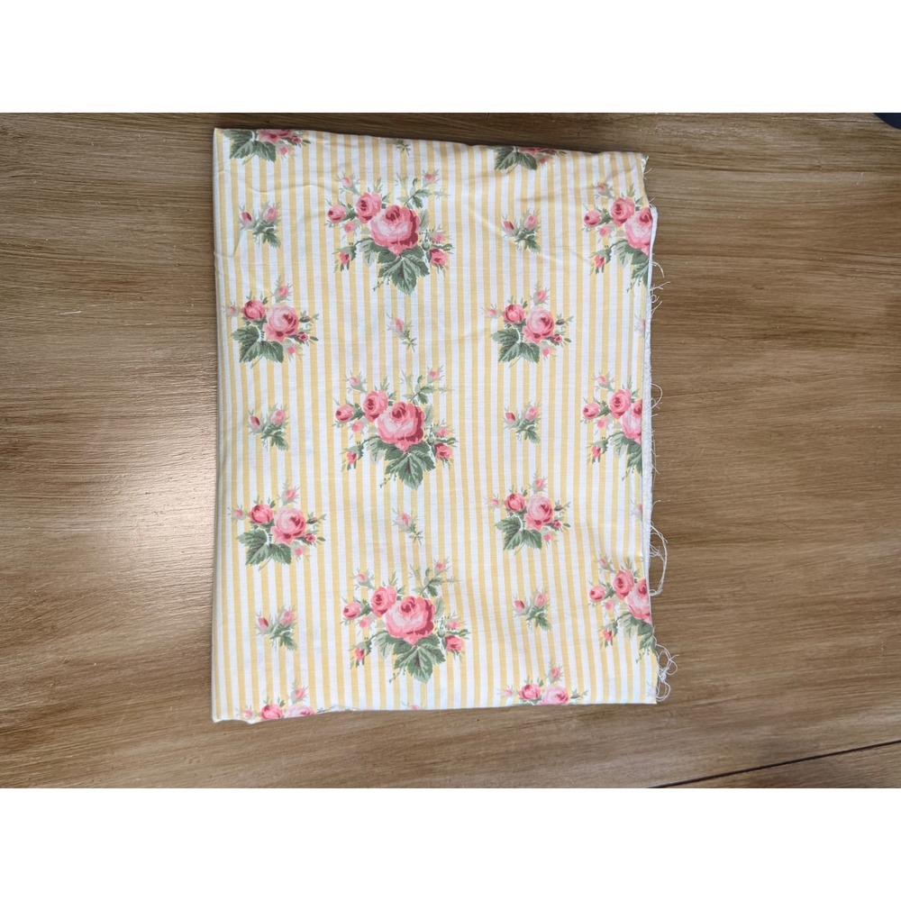 Ralph Lauren Sophie Brooke Sheet "Remnants" Floral Yellow Stripes